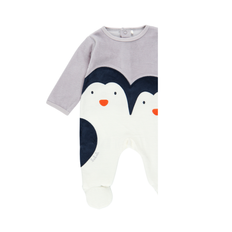"Penguin" Velour Playsuit for Baby