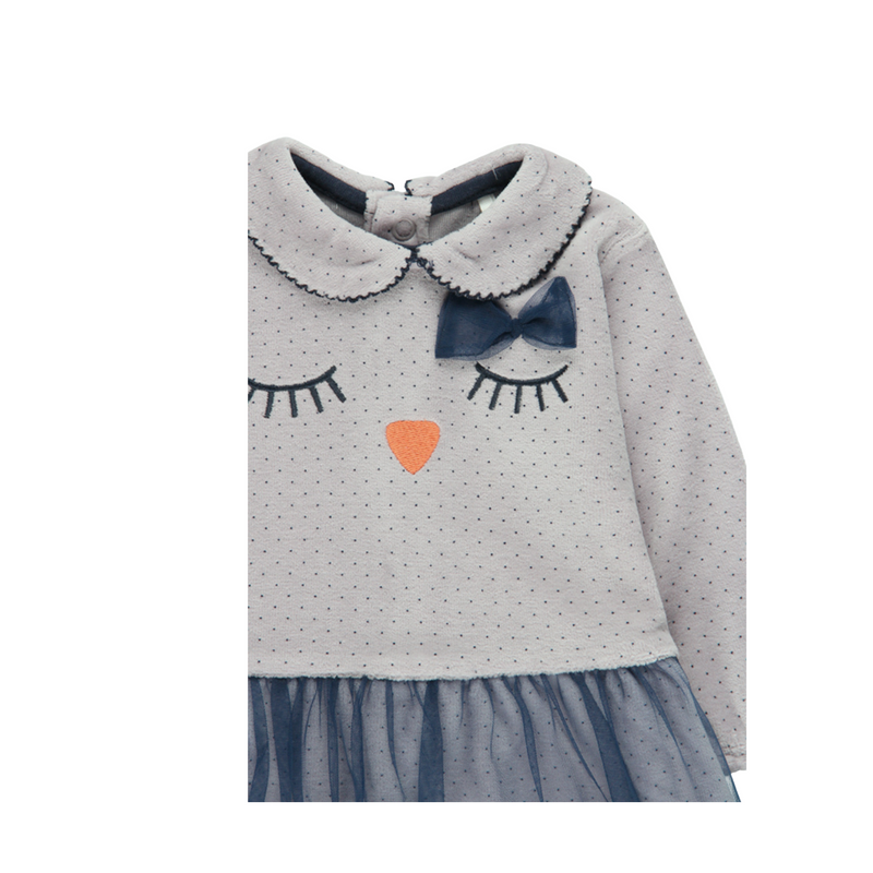 Grey Velour Dress for Baby Girl