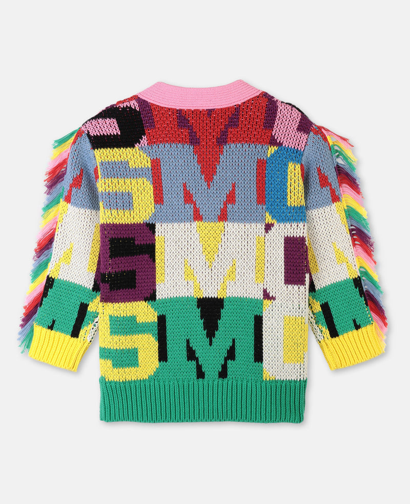 Knit Cardigan with Letters Intarsia - Il Bambino Store