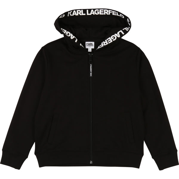 Boys black zip online through hoodie