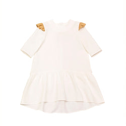 Dress White Linen with Ruffles and Frill - Il Bambino Store