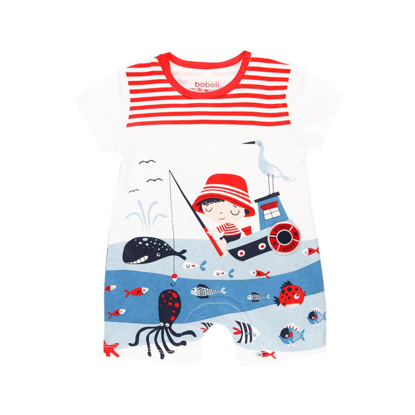 Knit Playsuit "Sea World" for baby boy - Il Bambino Store