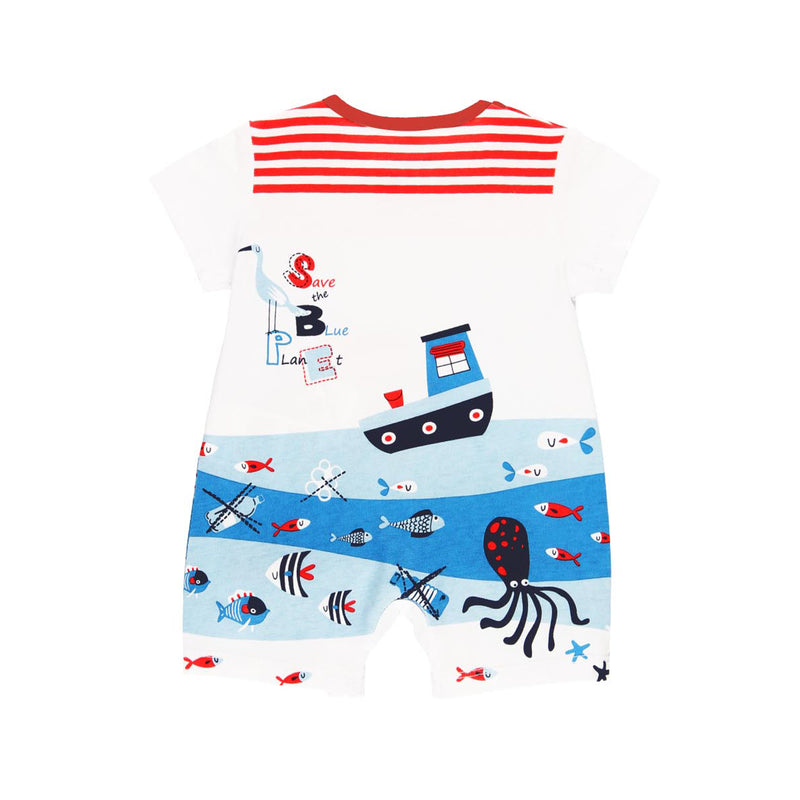 Knit Playsuit "Sea World" for baby boy - Il Bambino Store