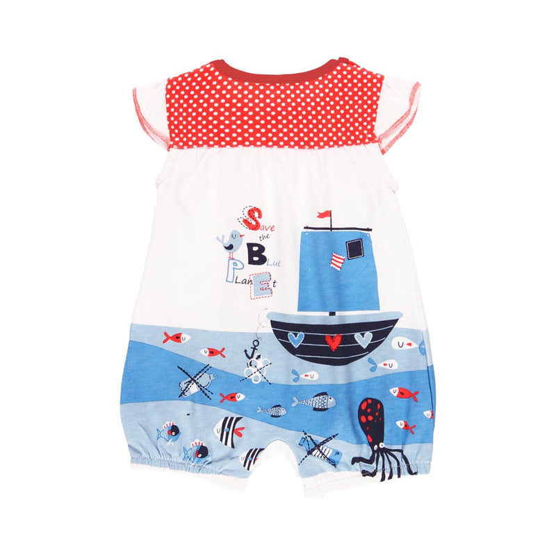 Knit Playsuit "Sea World" for baby girl - Il Bambino Store