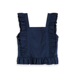 Girls Clean Jersey Worked Out Top with Ruffles - il Bambino Store