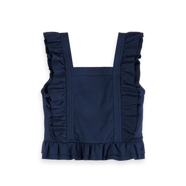 Girls Clean Jersey Worked Out Top with Ruffles - il Bambino Store
