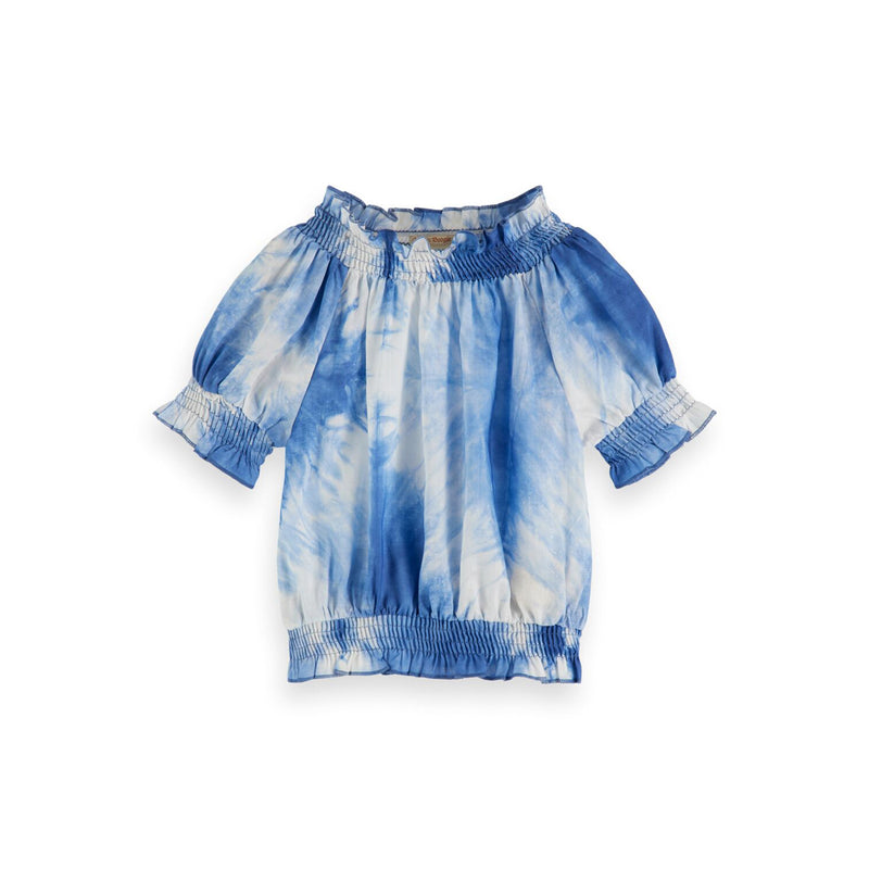Girls Smocked Short Sleeve Top In Tie-dye - il Bambino Store