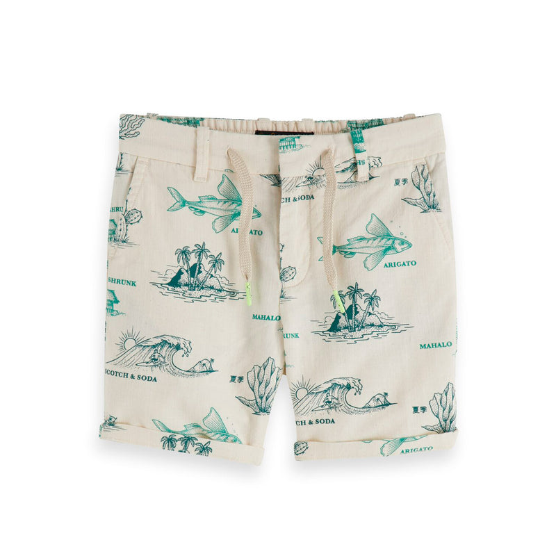 Boys Cotton Linen All-Over Printed Shorts - il Bambino Store