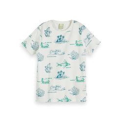 Boys Tee In Organic Cotton Quality with All-Over Print - il Bambino Store