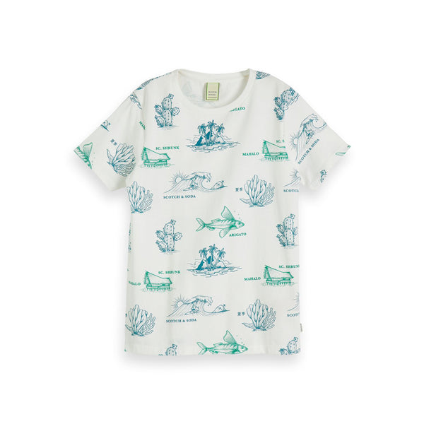 Boys Tee In Organic Cotton Quality with All-Over Print - il Bambino Store