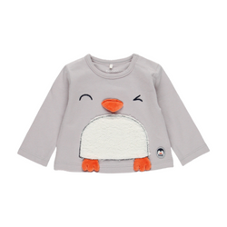 "Penguin" Grey Knit T-Shirt for Baby