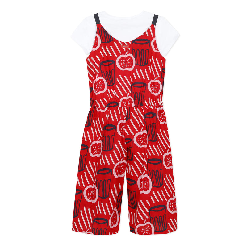 Red Printed Jumpsuit with T-shirt Set - Il Bambino Store