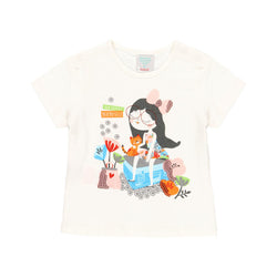 Knit T-Shirt "Off White" for girl - Il Bambino Store