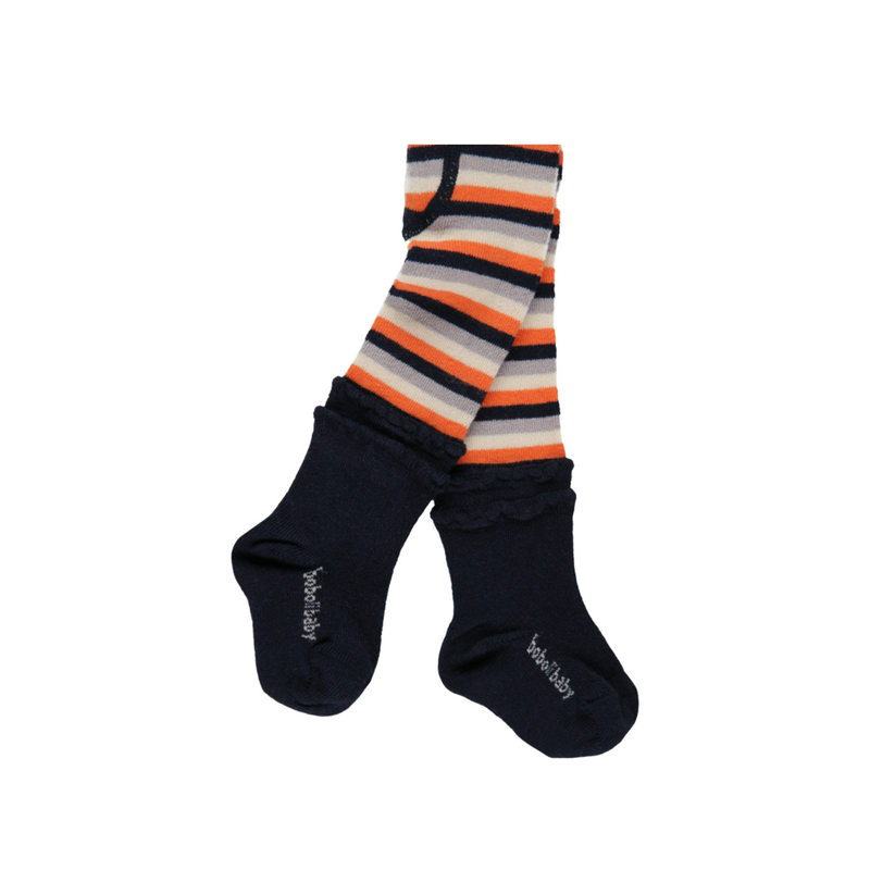 Orange Striped Thick Tights for Baby