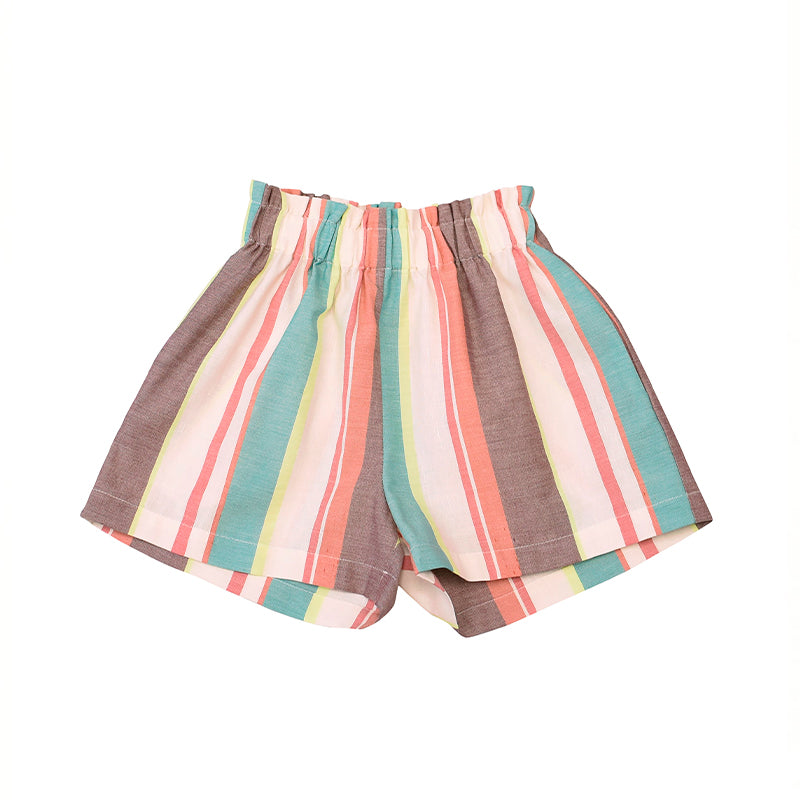 Shorts with Pastel Stripes For Girls - Il Bambino Store