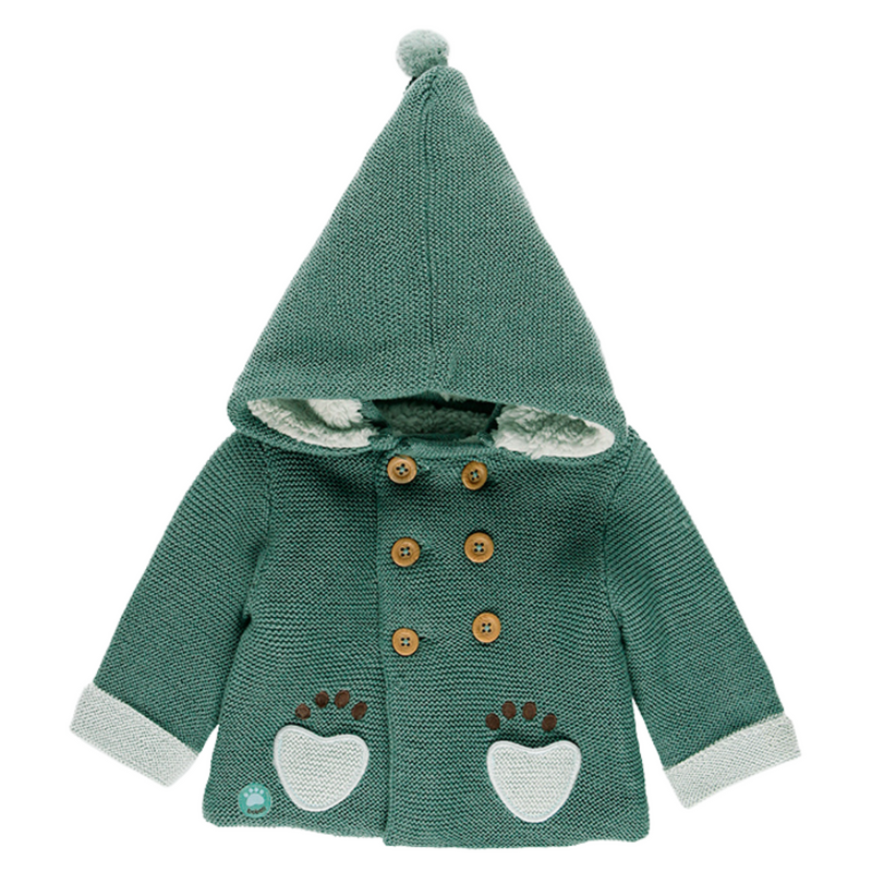 Green Jacket Lined with Fur for Baby