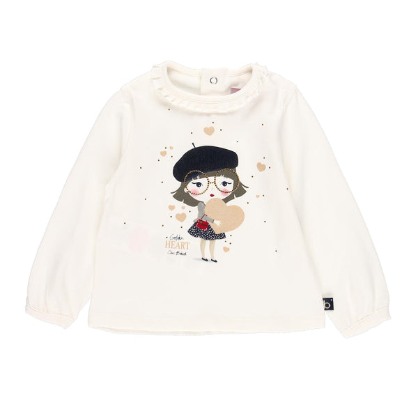 Golden Heart Stretch Knit T-Shirt for Girl - Il Bambino Store