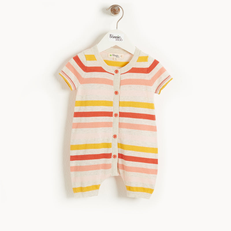 Azur Striped Playsuit (Peach) - il Bambino Store