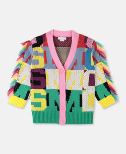 Knit Cardigan with Letters Intarsia - Il Bambino Store