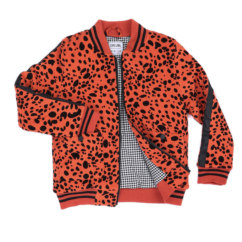 Spotted Animal Pumpkin Red Bomber Jacket - il Bambino Store