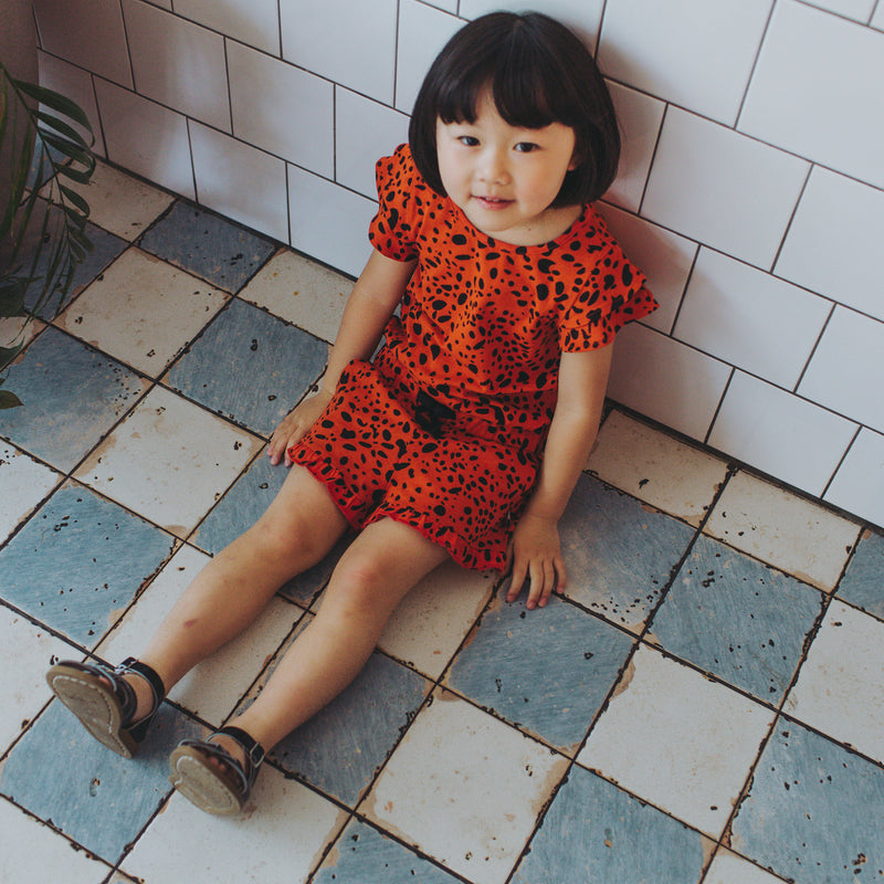 Spotted Animal Pumpkin Red Jumpsuit - il Bambino Store