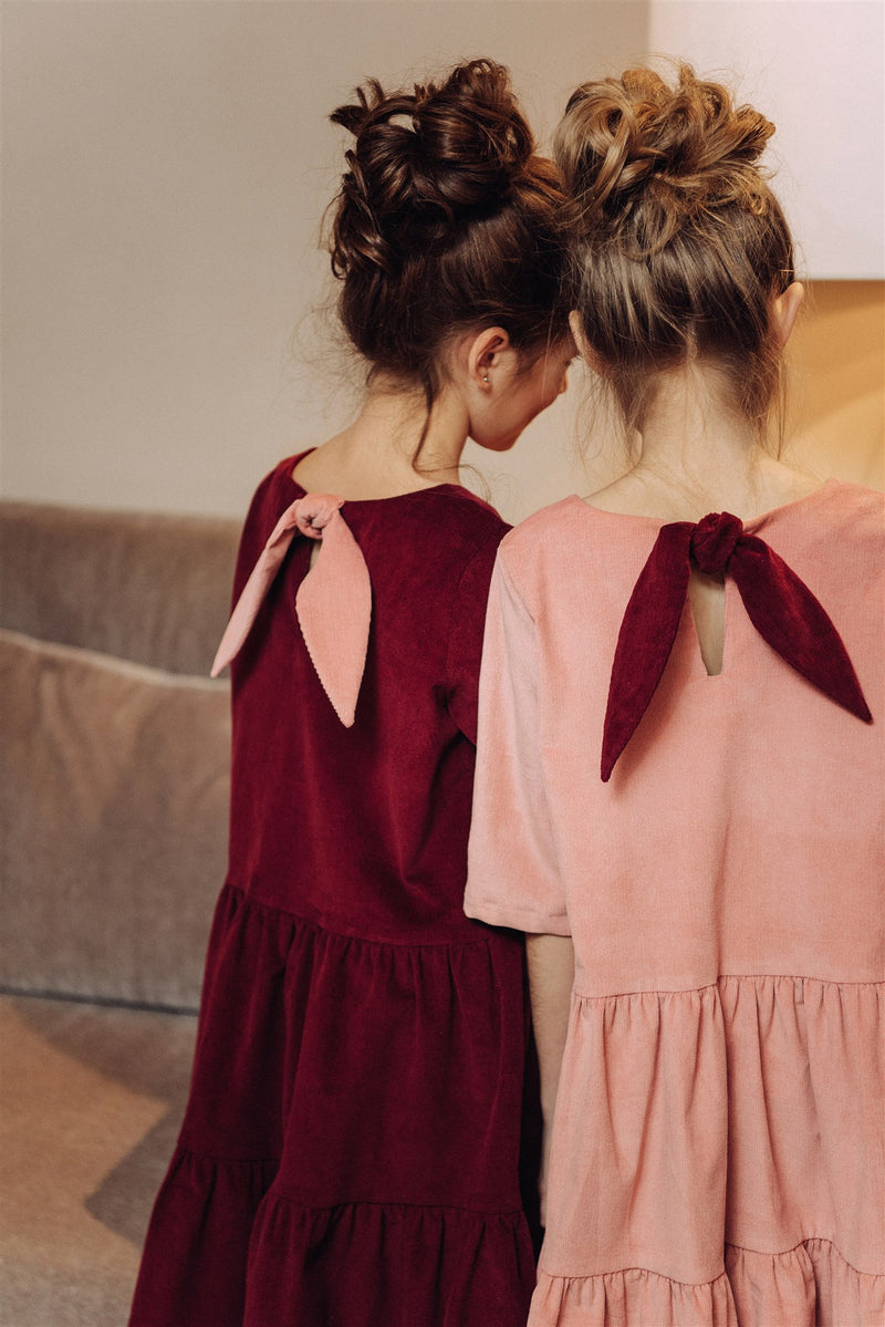 Dress Corduroy Pastel Pink with Two Frills - Il Bambino Store