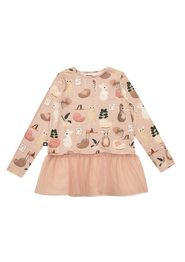 Top Pink Sweet Home Print with Tulle Frill - Il Bambino Store