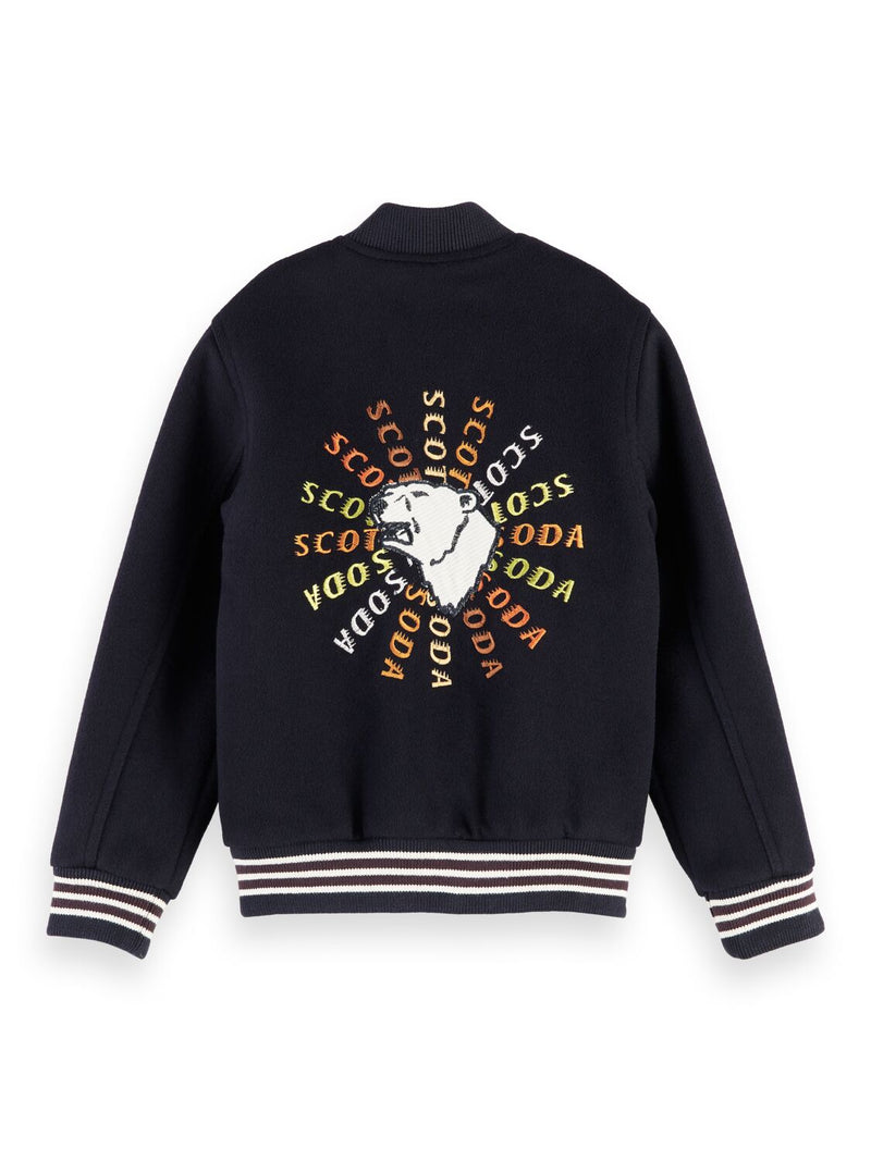 Wool-Blend Embroidered Baseball Jacket - Il Bambino Store