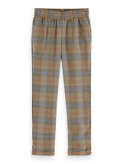 Boys Relaxed Slim Fit Pants in Check - Il Bambino Store