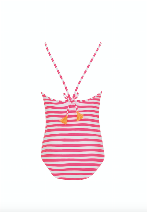 Girl Hot Pink Stripe Giraffe Strappy Swimsuit - Il Bambino Store