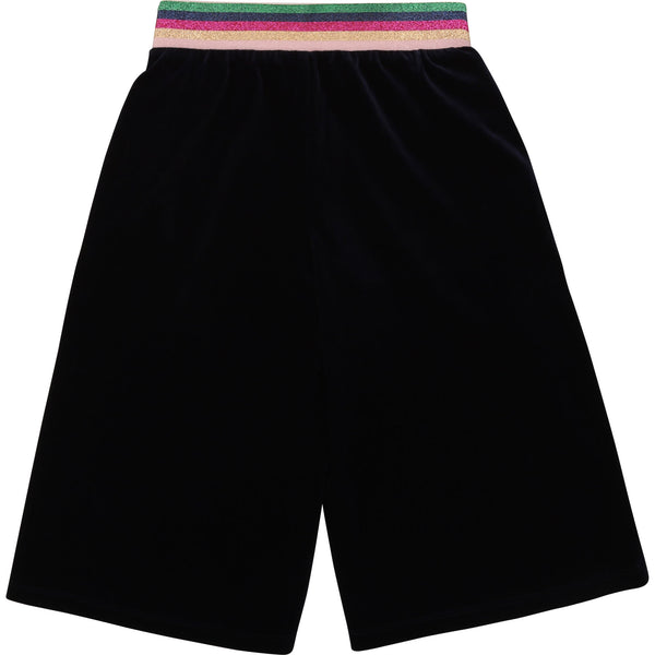 Velvet Culottes with Striped Elastic Waist - Il Bambino Store
