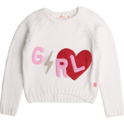 Chenille Knit Pullover w/ "Girl" Illustration - Il Bambino Store