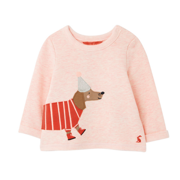 Pink Sweater with Dog Applique - il Bambino Store