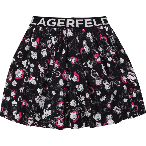 Orchid Print Skirt with Logo Elastic Waistband - Il Bambino Store