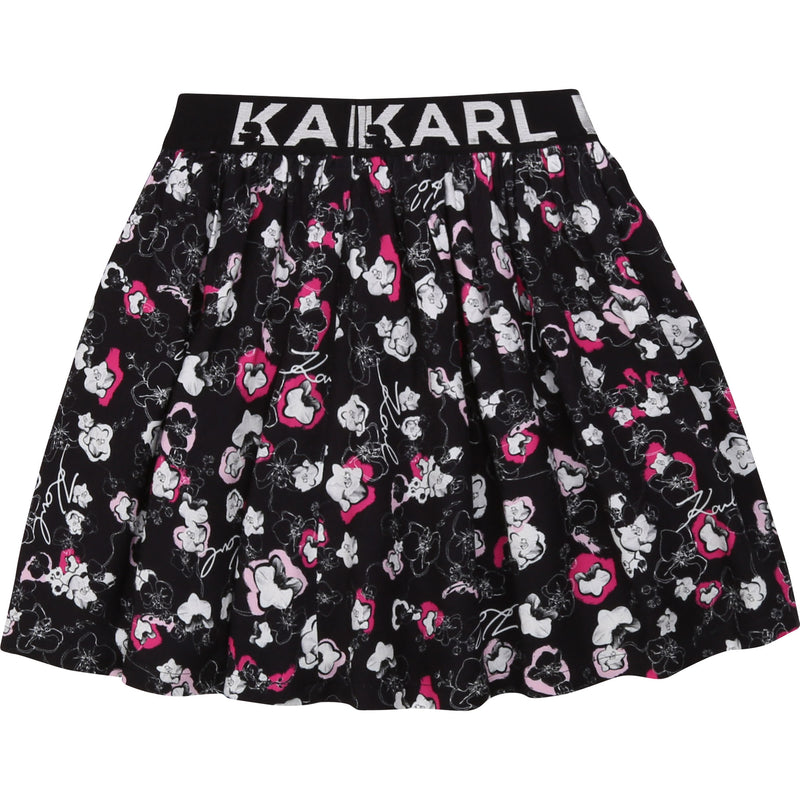 Orchid Print Skirt with Logo Elastic Waistband - Il Bambino Store