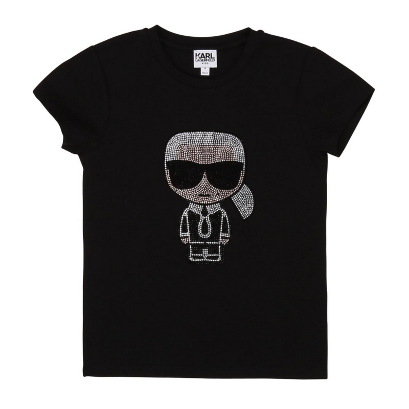 il Bambino Store Karl Lagerfeld Kids Black T Shirt with Embellished Karl