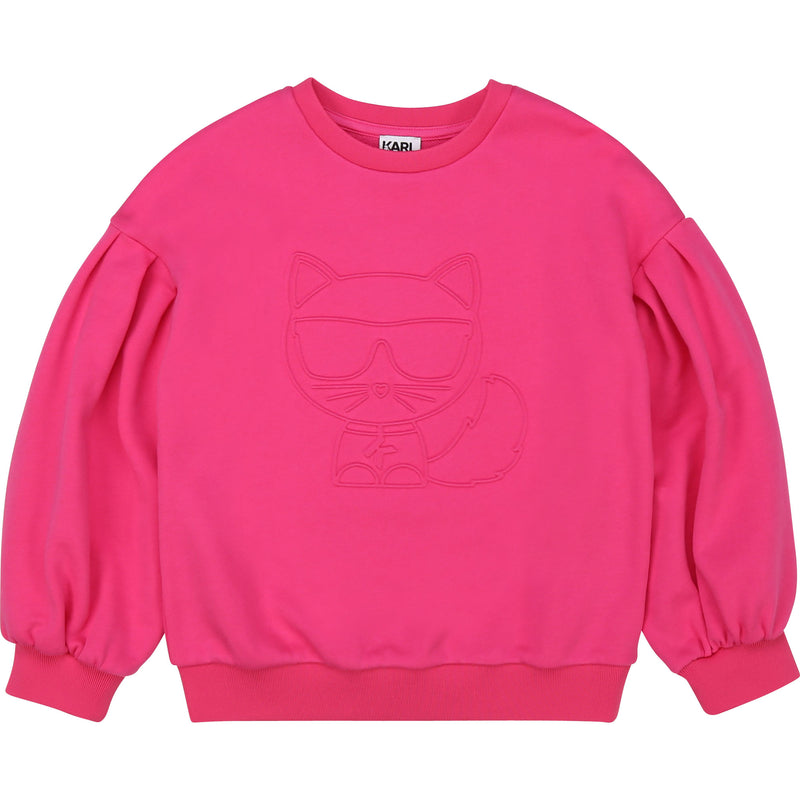 Puff Sleeve Sweatshirt with Embossed Choupette - Il Bambino Store