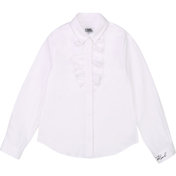 Button Up Poplin Shirt with Jabot - Il Bambino Store