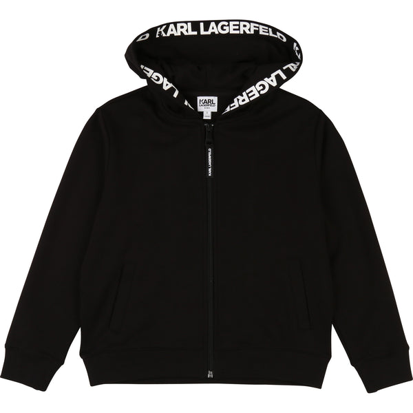 French Terry Zip-Up Hoodie with Logo Print On Back - Il Bambino Store