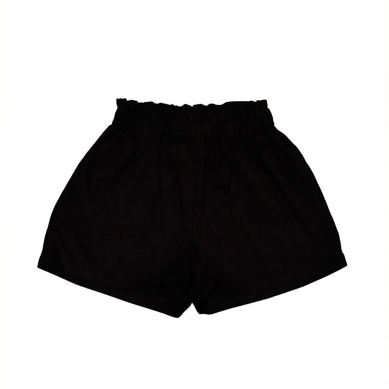 Shorts Black Linen For Girl - Il Bambino Store