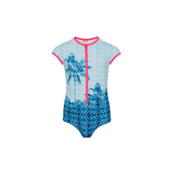 Teen Girl Blue Palm Tree Surf Suit - Il Bambino Store