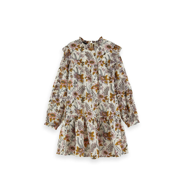 Girls Floral Allover Printed Ruffle Dress - il Bambino Store