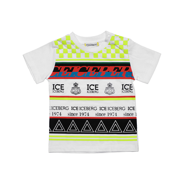 Baby Boy Checkered Ice Iceberg Striped Triangles Ss Tee - Il Bambino Store