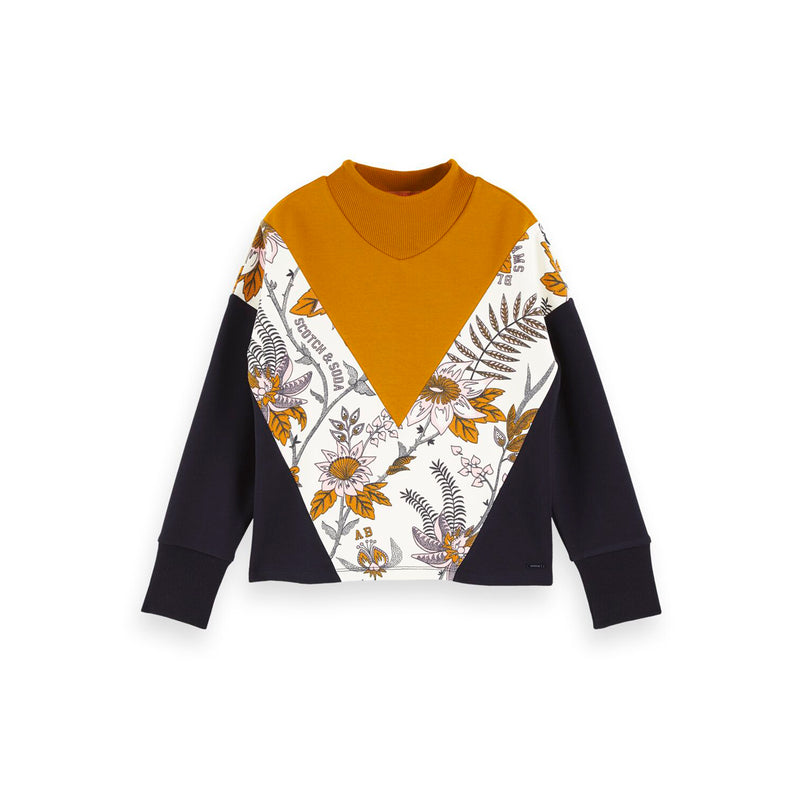 Girls Color Block Sweat with Turtle Neck - il Bambino Store