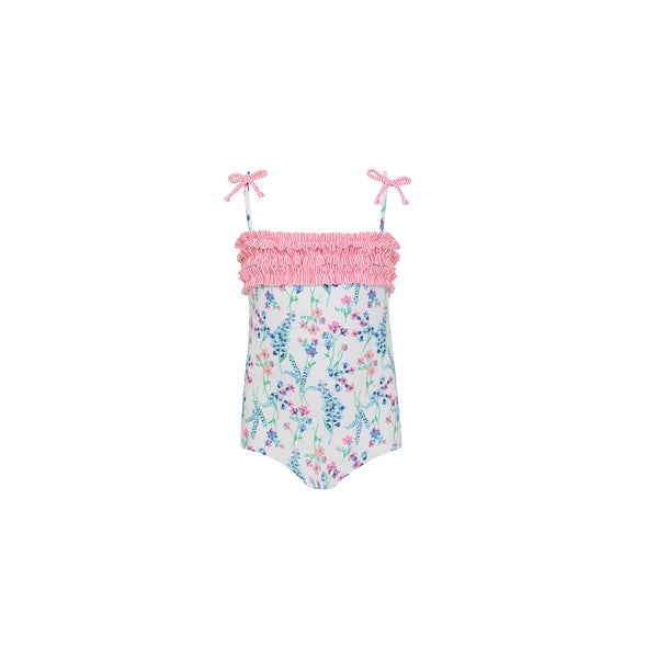 Baby White English Floral Ruffle Swimsuit - Il Bambino Store