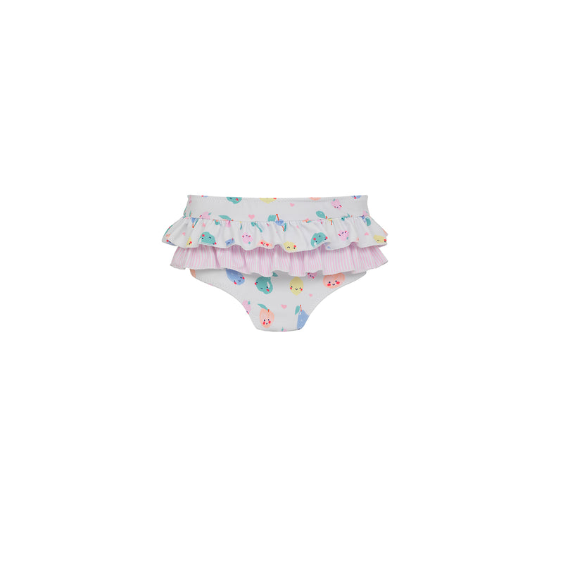 Baby White Fruit Friends Frill Nappy Pant - Il Bambino Store