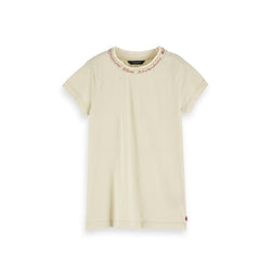 Girls Tee with Special Neckline & Embroidery - il Bambino Store